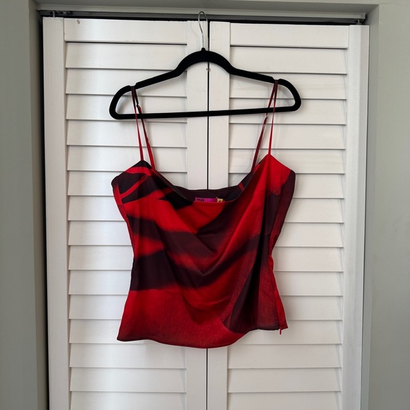 Tyler Mcgillivary Tops - NWT Tyler McGillivary Charlie tank in magnified rose print XL red black